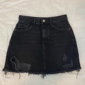 Forever 21 Distressed Black Denim Skirt